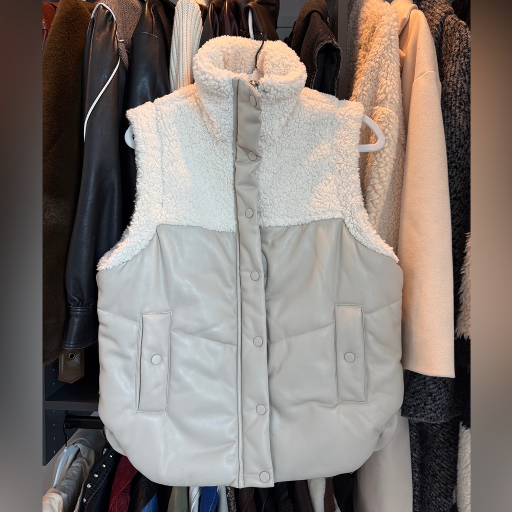 BlankNYC Vegan Leather Quilted Sherpa Vest